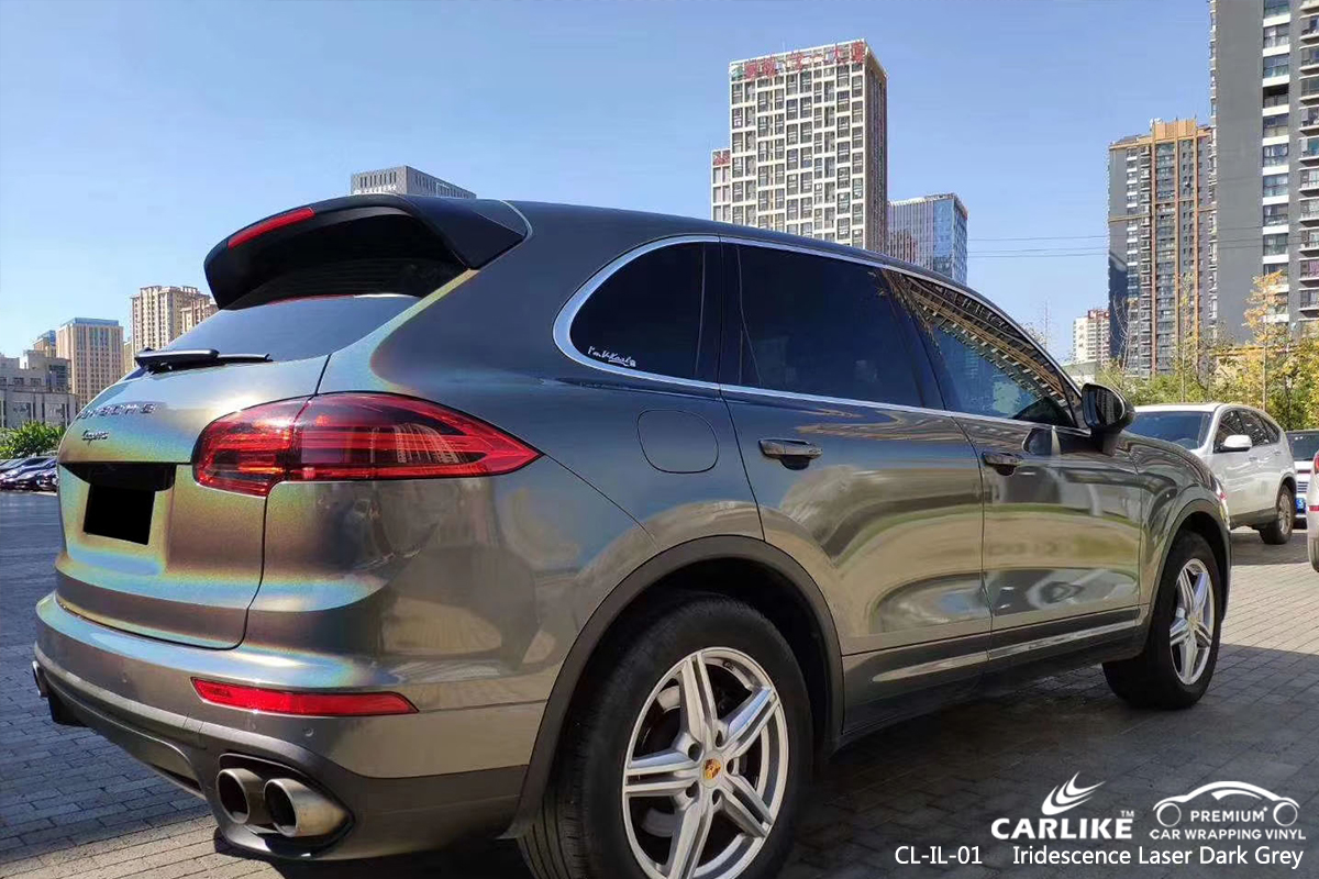 CL-IL-01 iridescence laser dark grey car wrap vinyl for PORSCHE California