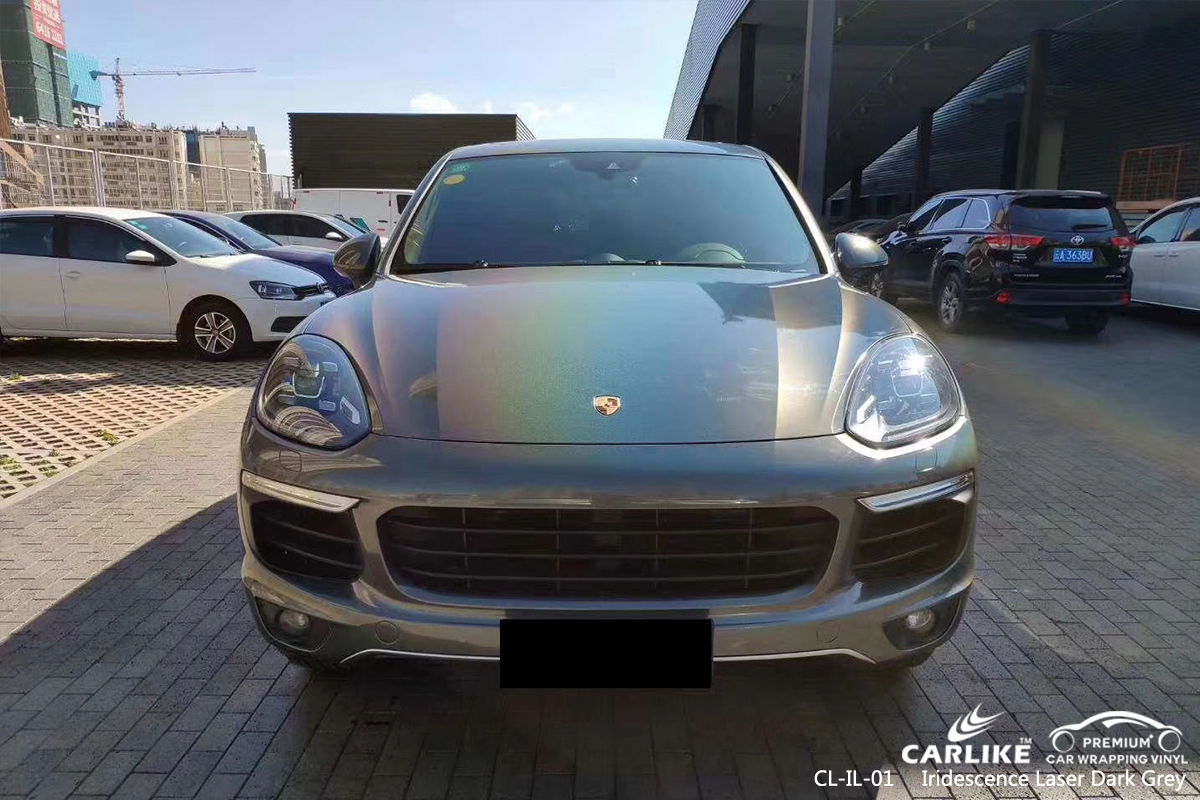 CL-IL-01 iridescence laser dark grey car wrap vinyl for PORSCHE California