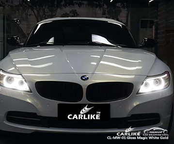 CL-MW-01 لمعان أبيض لامع لسيارة الفينيل اللامع لسيارات BMW New Jersey الولايات المتحدة
