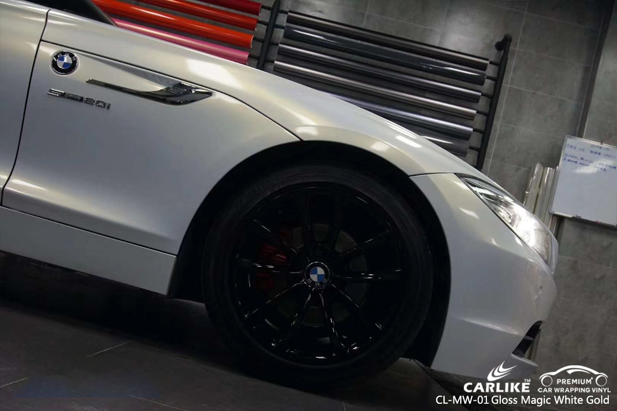 CL-MW-01 gloss magic white to gold car vinyl wrap gloss for BMW New Jersey
