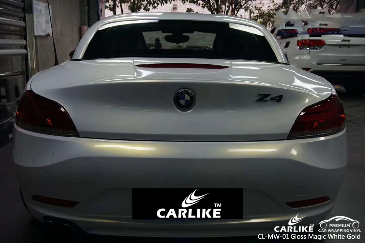 CL-MW-01 gloss magic white to gold car vinyl wrap gloss for BMW New Jersey