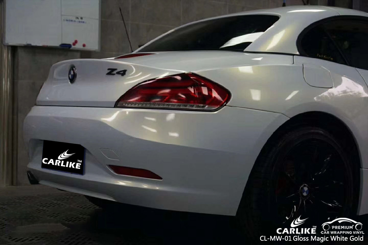CL-MW-01 gloss magic white to gold car vinyl wrap gloss for BMW New Jersey