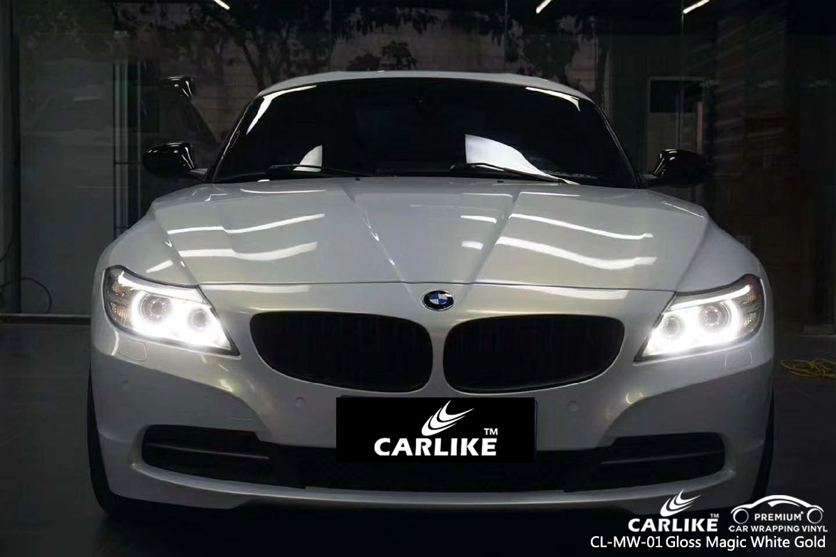 CL-MW-01 gloss magic white to gold car vinyl wrap gloss for BMW New Jersey