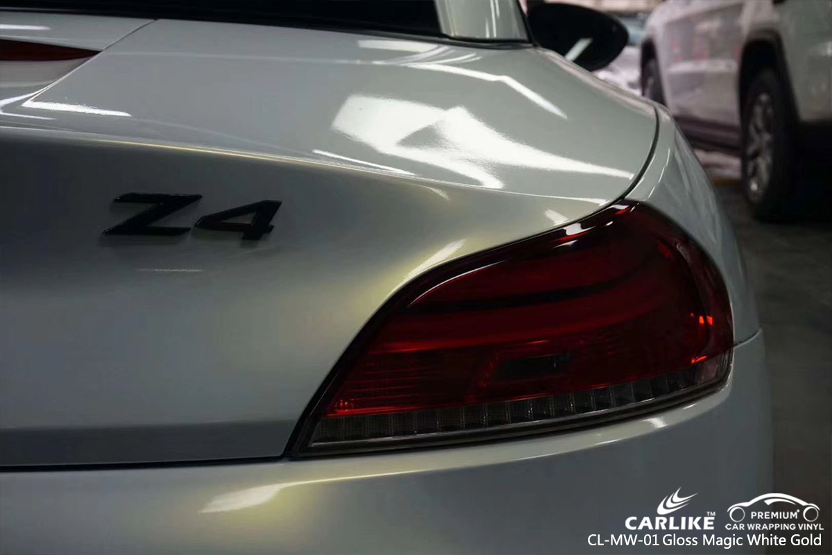 CL-MW-01 gloss magic white to gold car vinyl wrap gloss for BMW New Jersey