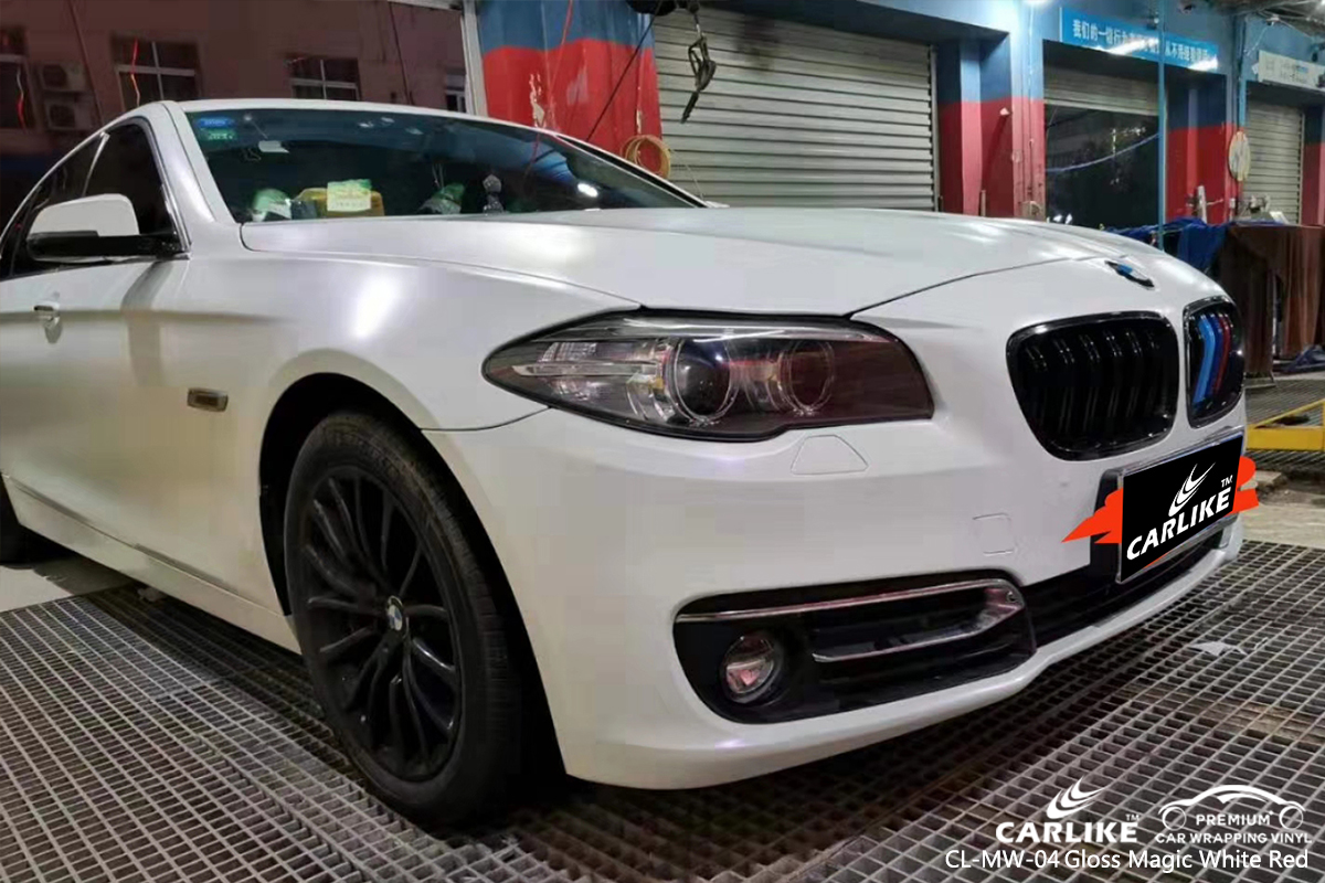 CL-MW-04 gloss magic white to red car vinyl wrap for BMW North Dakota