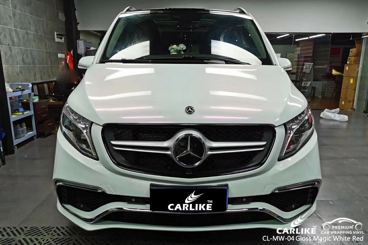 CL-MW-04 gloss magic white to red car wrapping foil for MERCEDES-BENZ Colorado