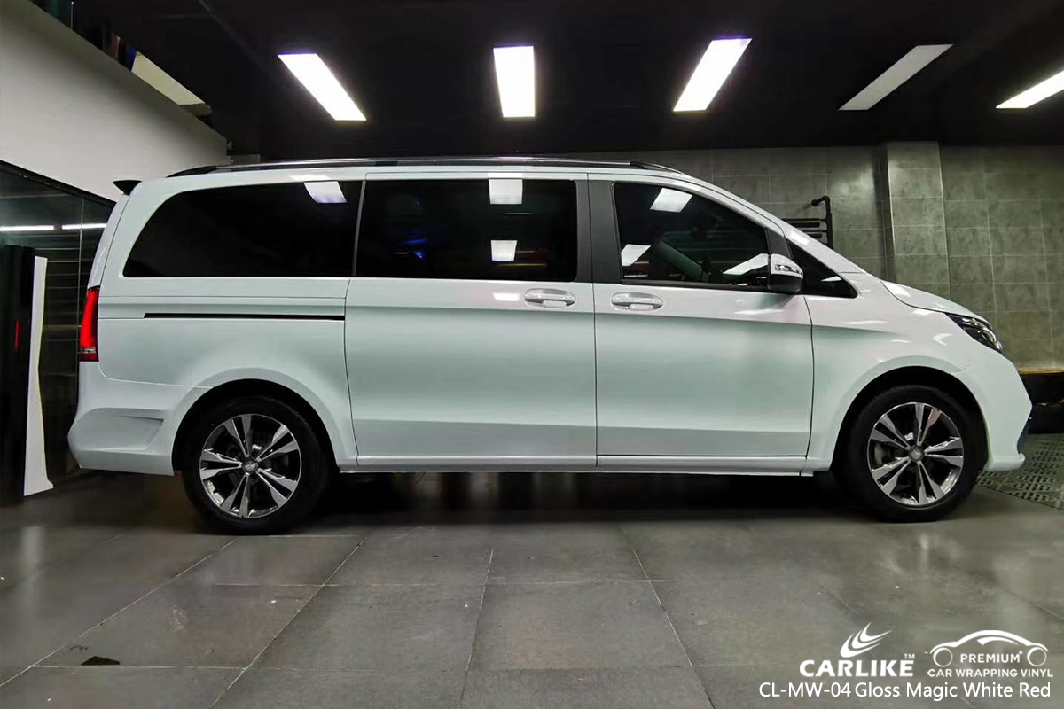 CL-MW-04 gloss magic white to red car wrapping foil for MERCEDES-BENZ Colorado
