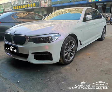 CL-MW-05 matte magic white to gold car wrapping for BMW