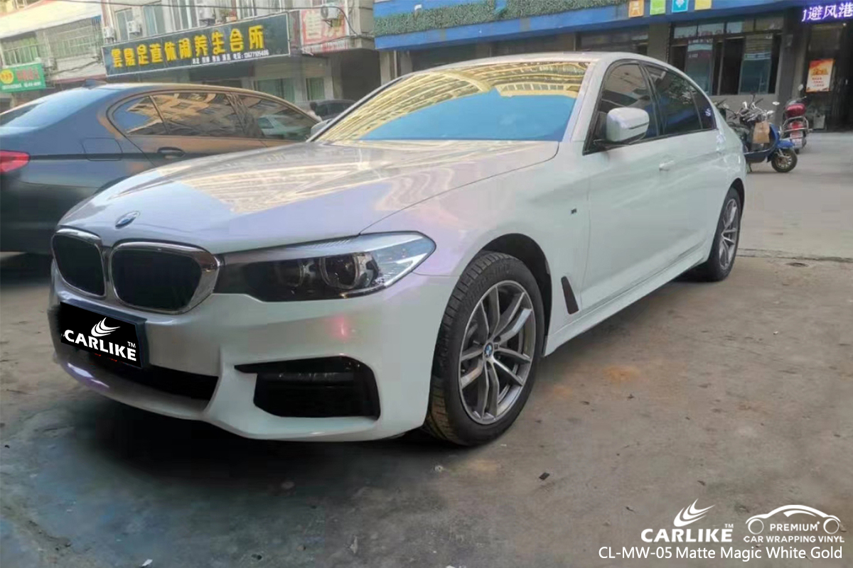 CL-MW-05 matte magic white to gold car wrapping for BMW Vermont