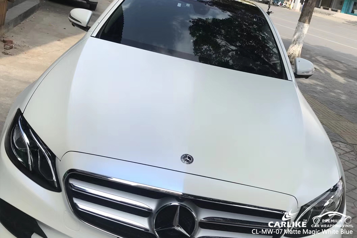 CL-MW-07 matte magic white to blue vinyl wrapping for MERCEDES-BENZ St Louis