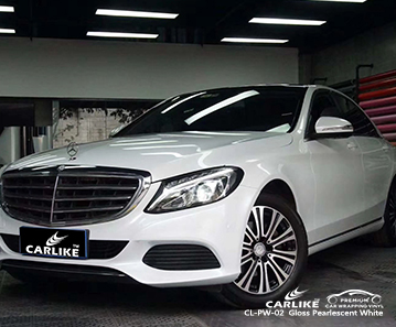 CL-PW-02 gloss pearlescent white car wrap vinyl for  MERCEDES-BENZ