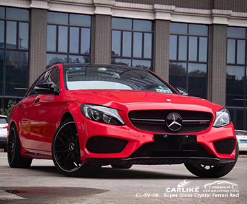 CL-SV-06 ورق لاصق فينيل بلوري أحمر لامع للغاية لـ MERCEDES-BENZ Hawaii الولايات المتحدة