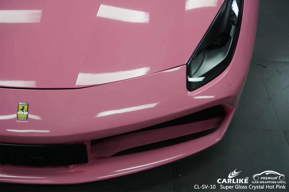 CL-SV-10 super gloss crystal hot pink car vinyl wrap gloss for FERRARI Connecticut