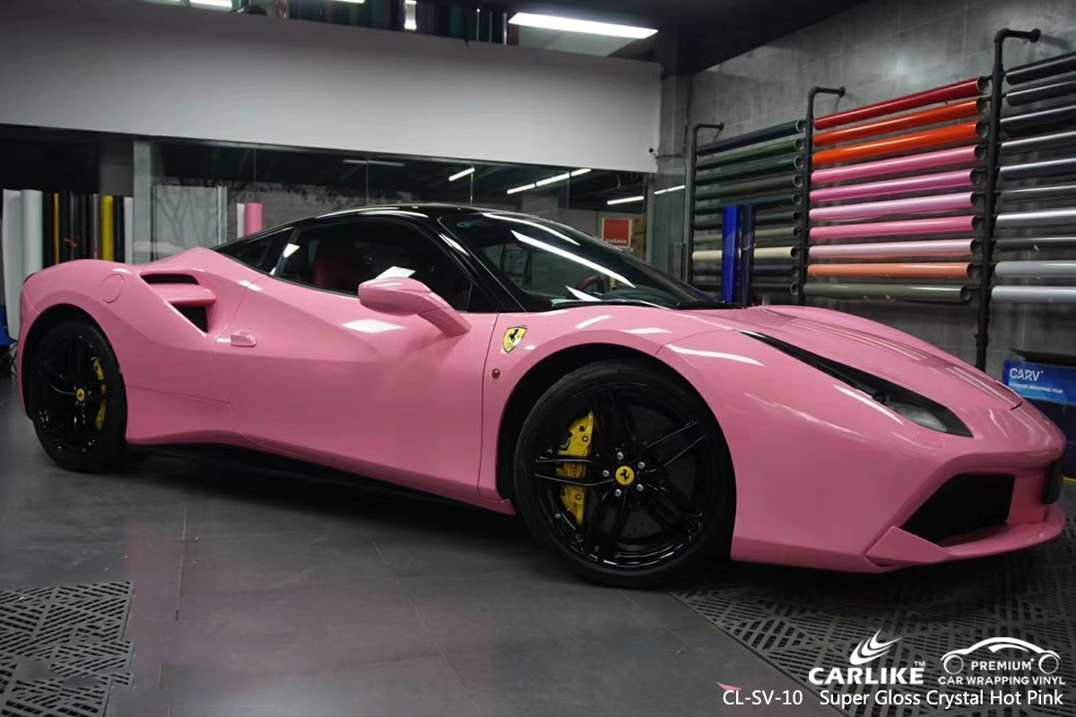 CL-SV-10 super gloss crystal hot pink car vinyl wrap gloss for FERRARI Connecticut