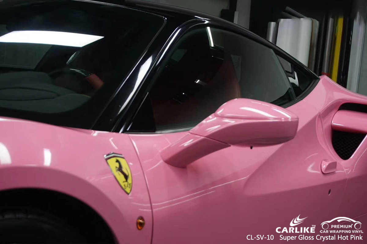 CL-SV-10 super gloss crystal hot pink car vinyl wrap gloss for FERRARI Connecticut