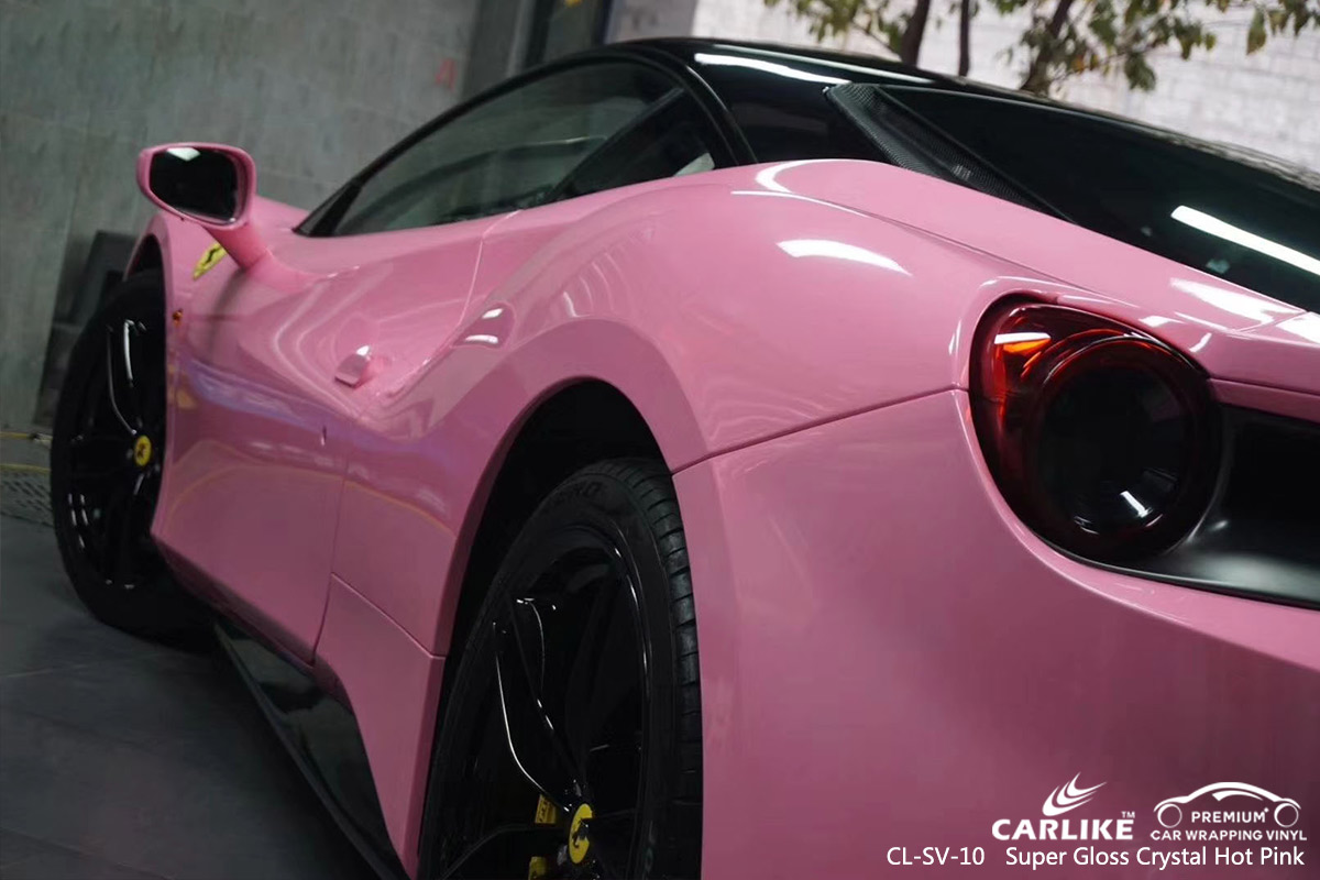 CL-SV-10 super gloss crystal hot pink car vinyl wrap gloss for FERRARI Connecticut