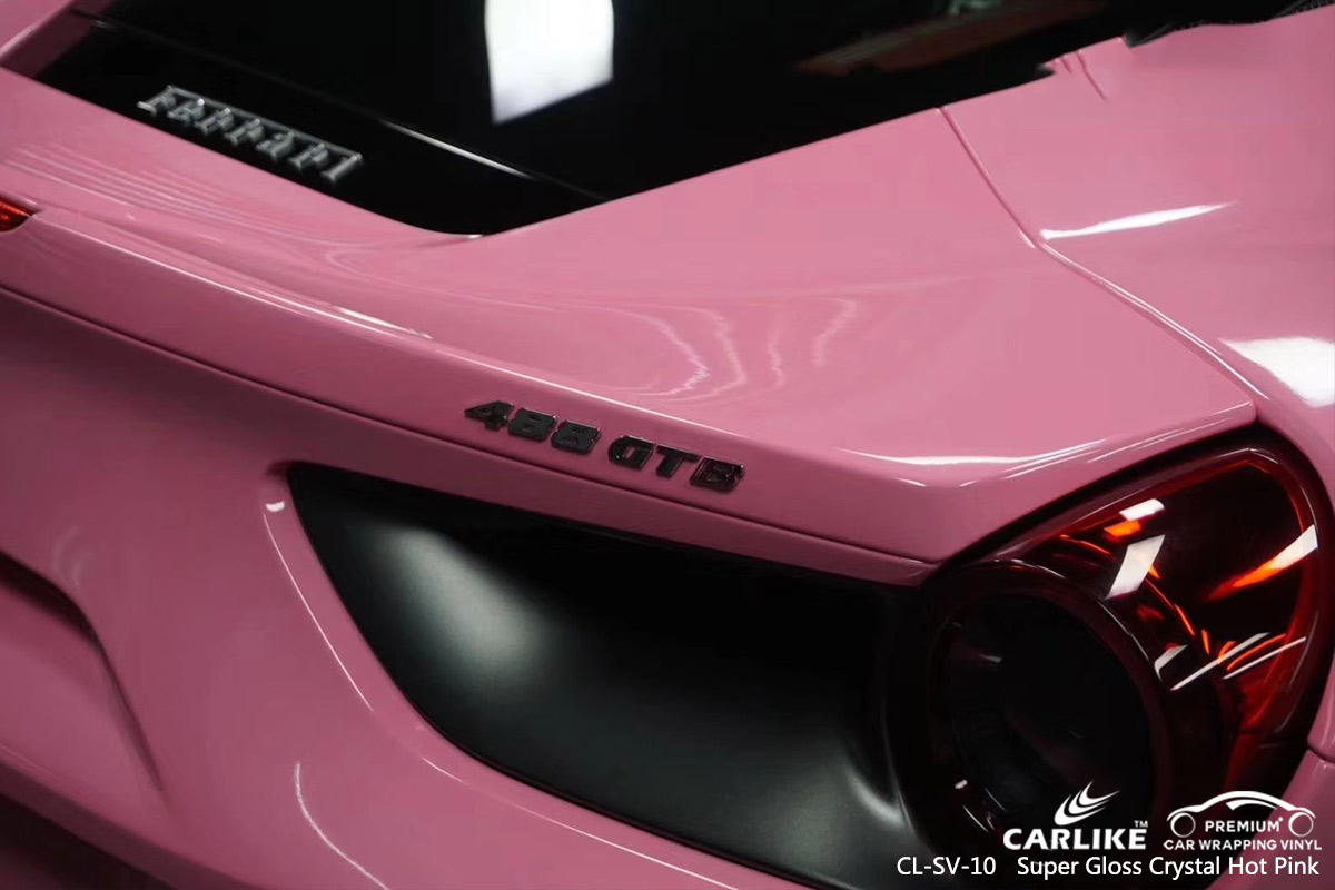 CL-SV-10 super gloss crystal hot pink car vinyl wrap gloss for FERRARI Connecticut