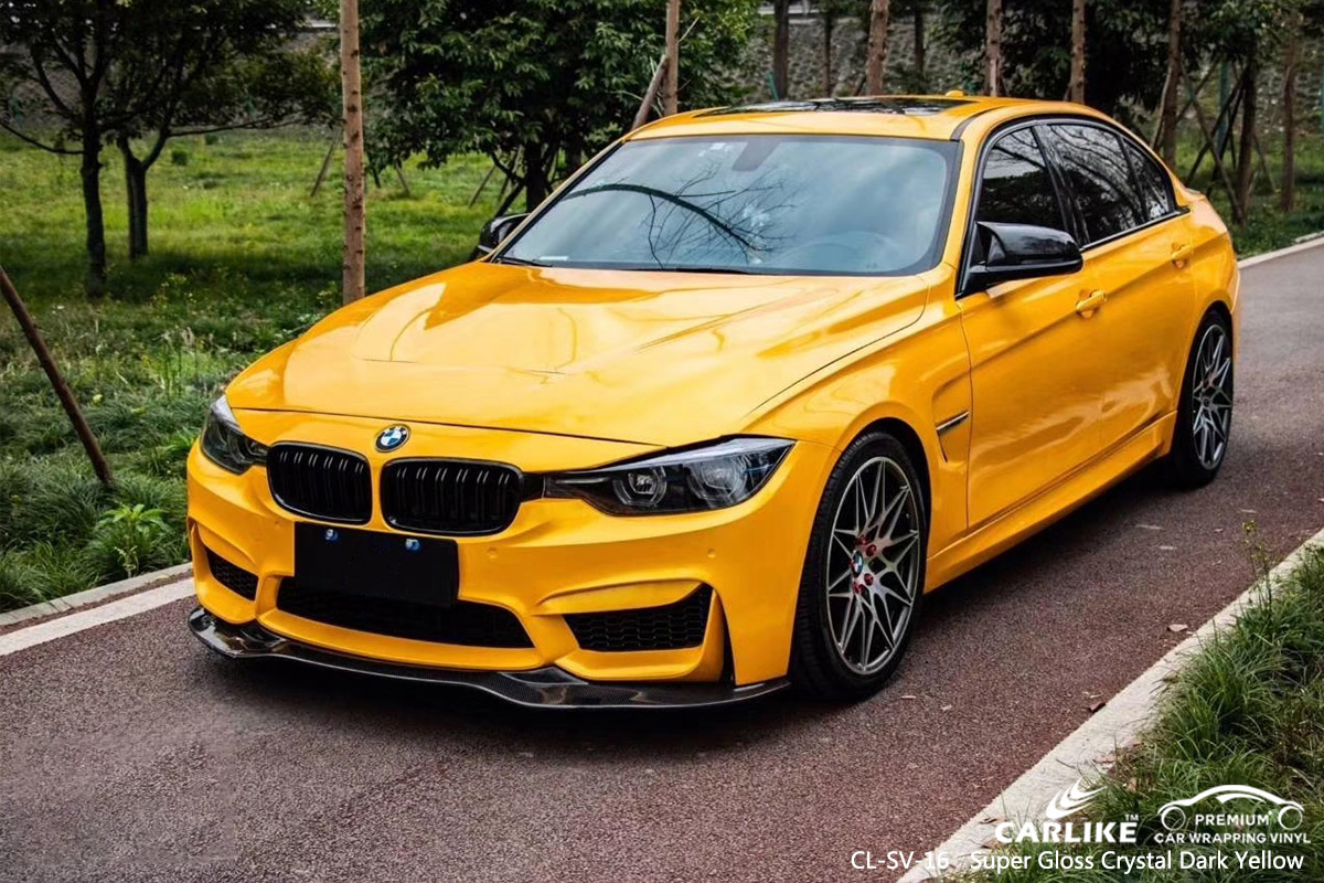 CL-SV-16 super gloss crystal dark yellow car wrapping for BMW New Mexico