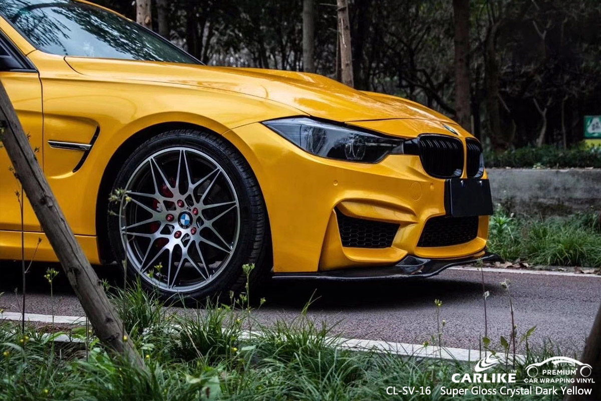 CL-SV-16 super gloss crystal dark yellow car wrapping for BMW New Mexico
