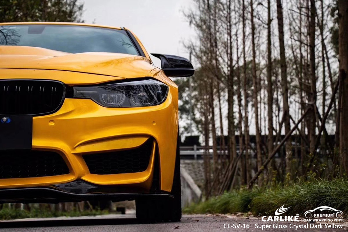 CL-SV-16 super gloss crystal dark yellow car wrapping for BMW New Mexico