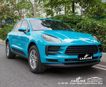 PORSCHE Springfield için CL-SV-39 süper parlak kristal miami mavi araba sarma filmi