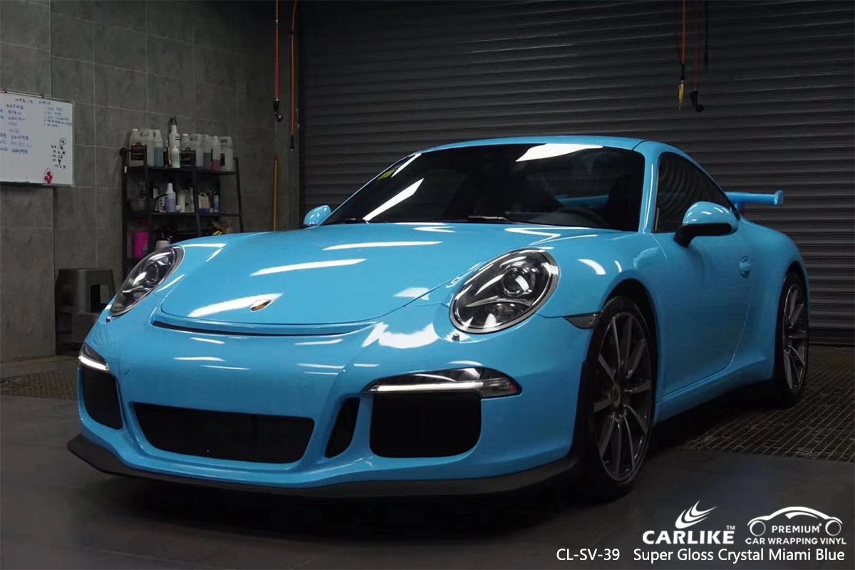 CL-SV-39 super gloss crystal miami blue vinyl wrap gloss for PORSCHE Minnesota