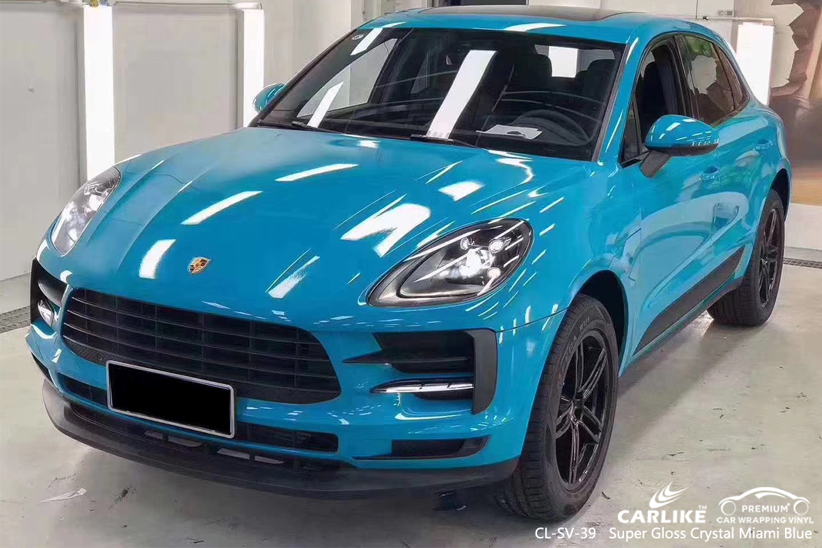 CL-SV-39 super gloss crystal miami blue car high gloss vinyl wrap for PORSCHE Mississippi