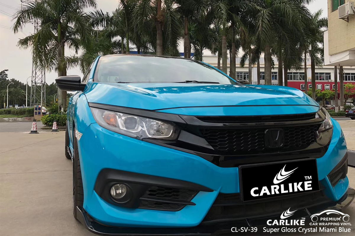 CL-SV-39 super gloss crystal miami blue body wrap car supplier for HONDA Louisiana