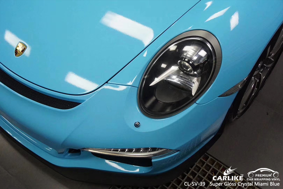 CL-SV-39 super gloss crystal miami blue vinyl wrap gloss for PORSCHE Minnesota