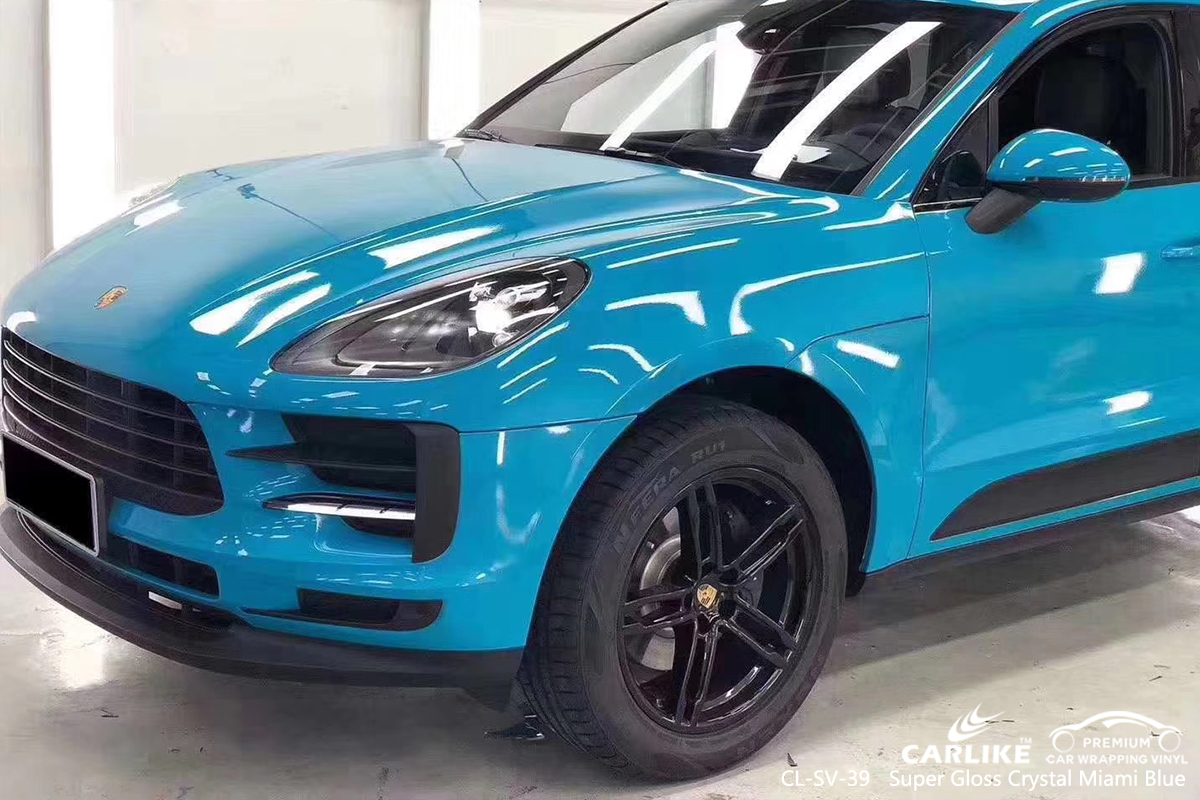 CL-SV-39 super gloss crystal miami blue car high gloss vinyl wrap for PORSCHE Mississippi