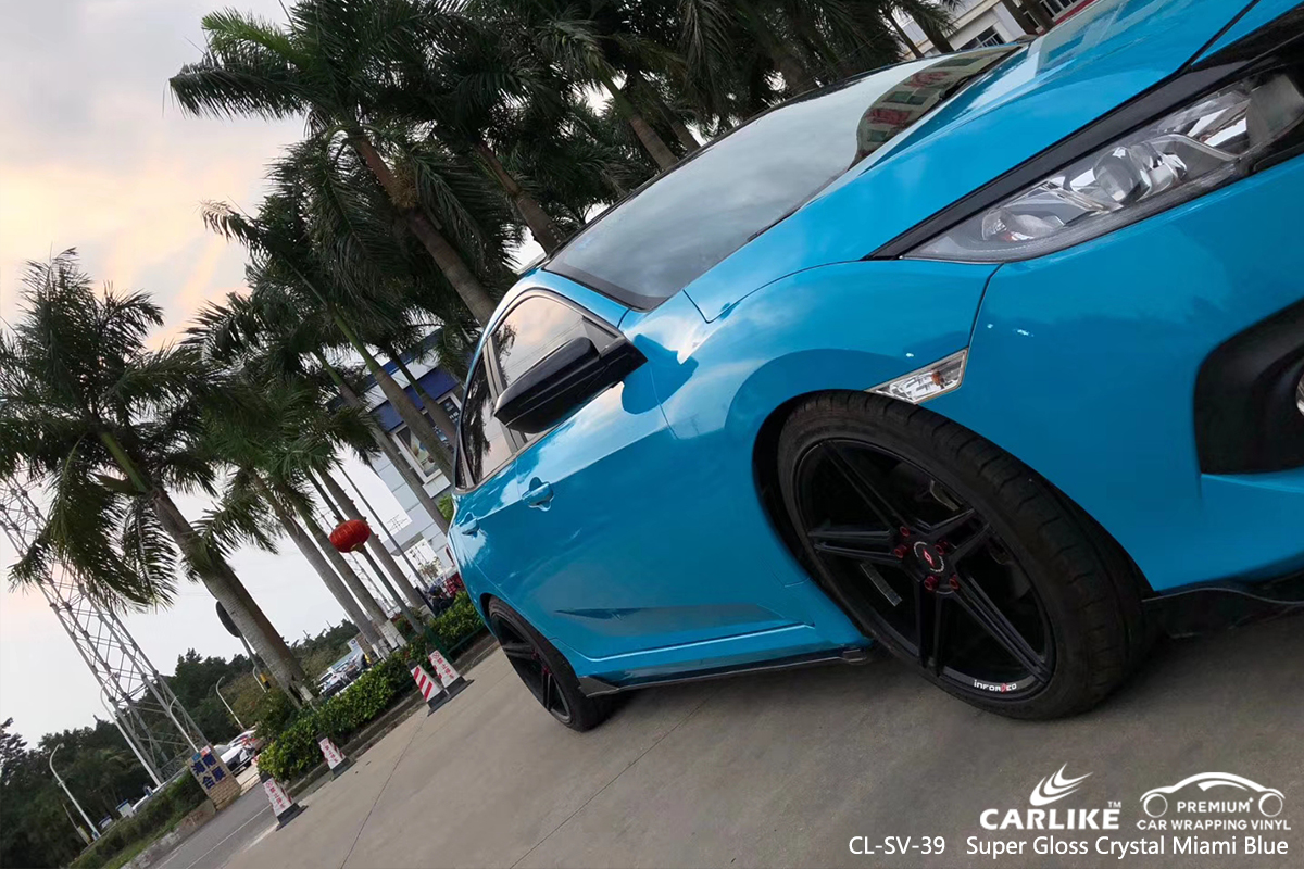 CL-SV-39 super gloss crystal miami blue body wrap car supplier for HONDA Louisiana