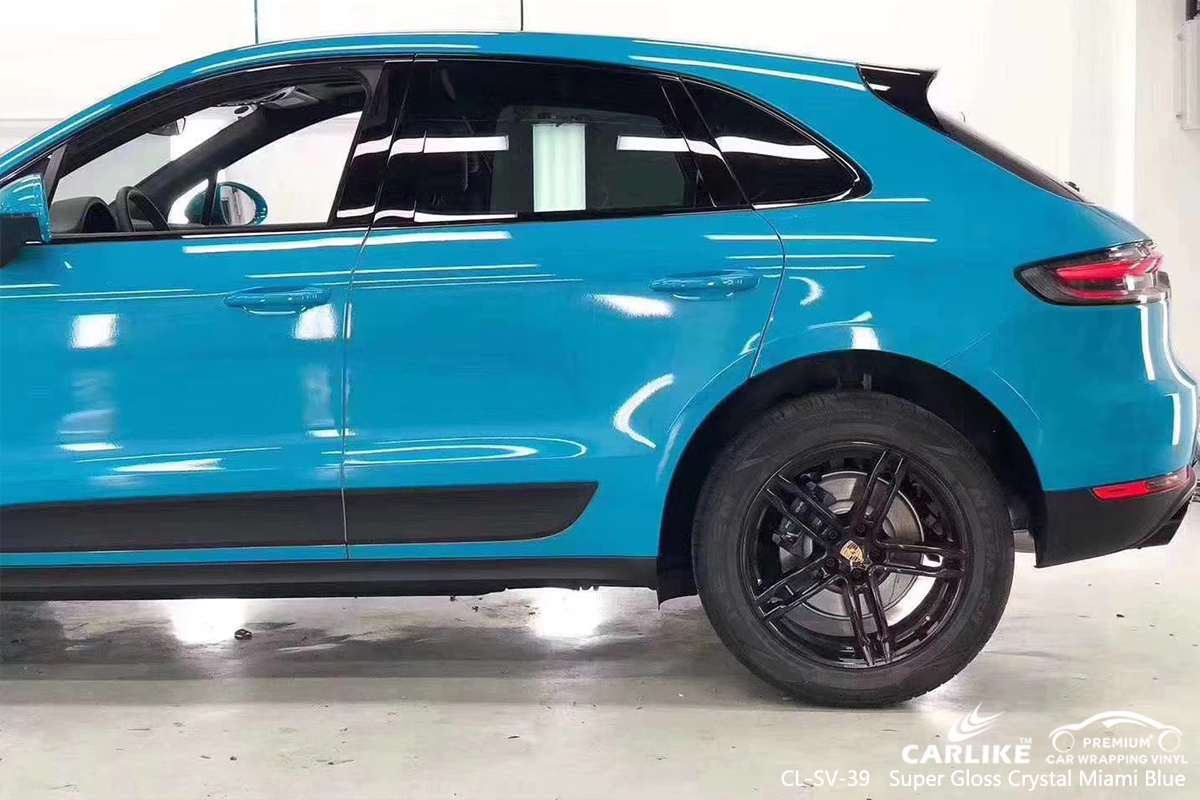 CL-SV-39 super gloss crystal miami blue car high gloss vinyl wrap for PORSCHE Mississippi