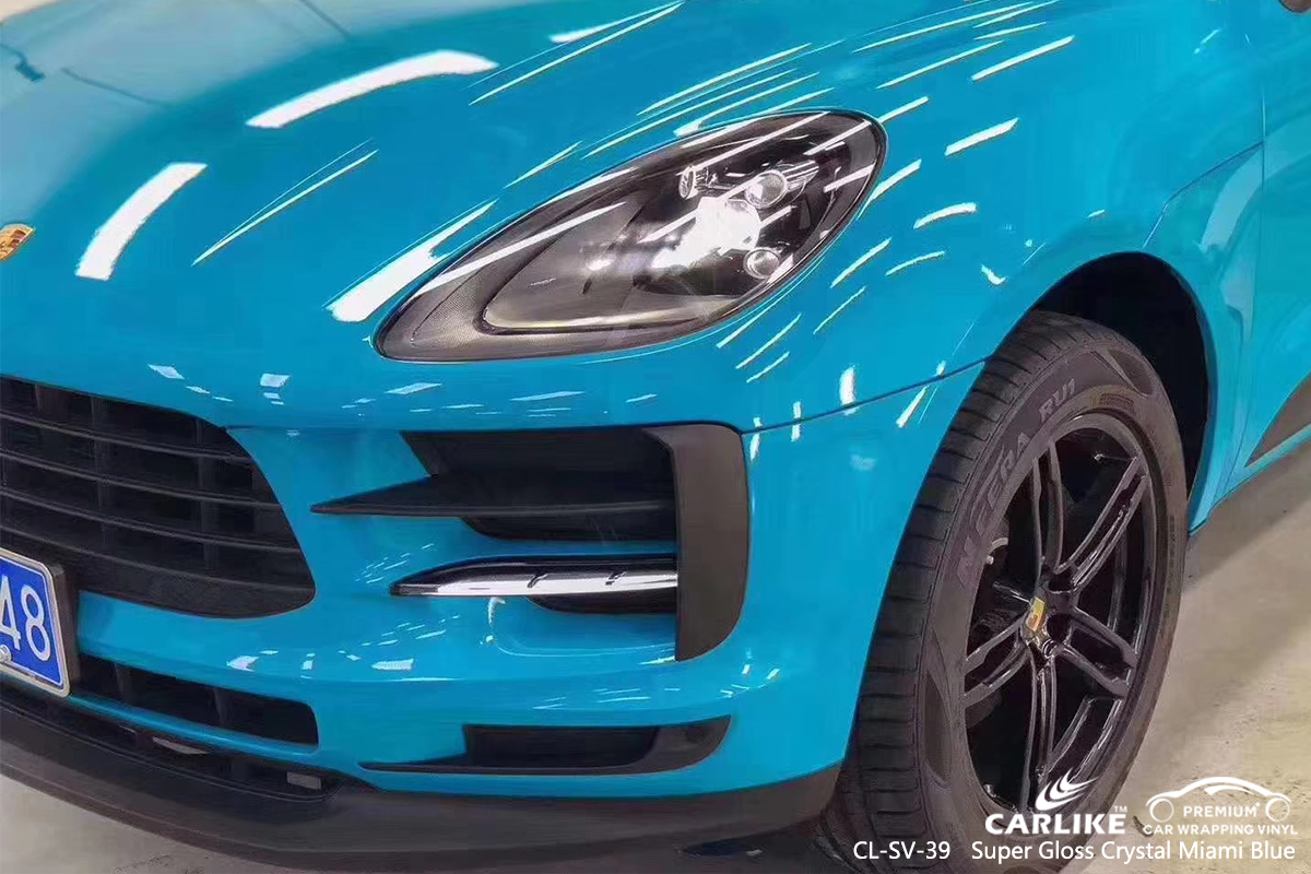 CL-SV-39 super gloss crystal miami blue car high gloss vinyl wrap for PORSCHE Mississippi