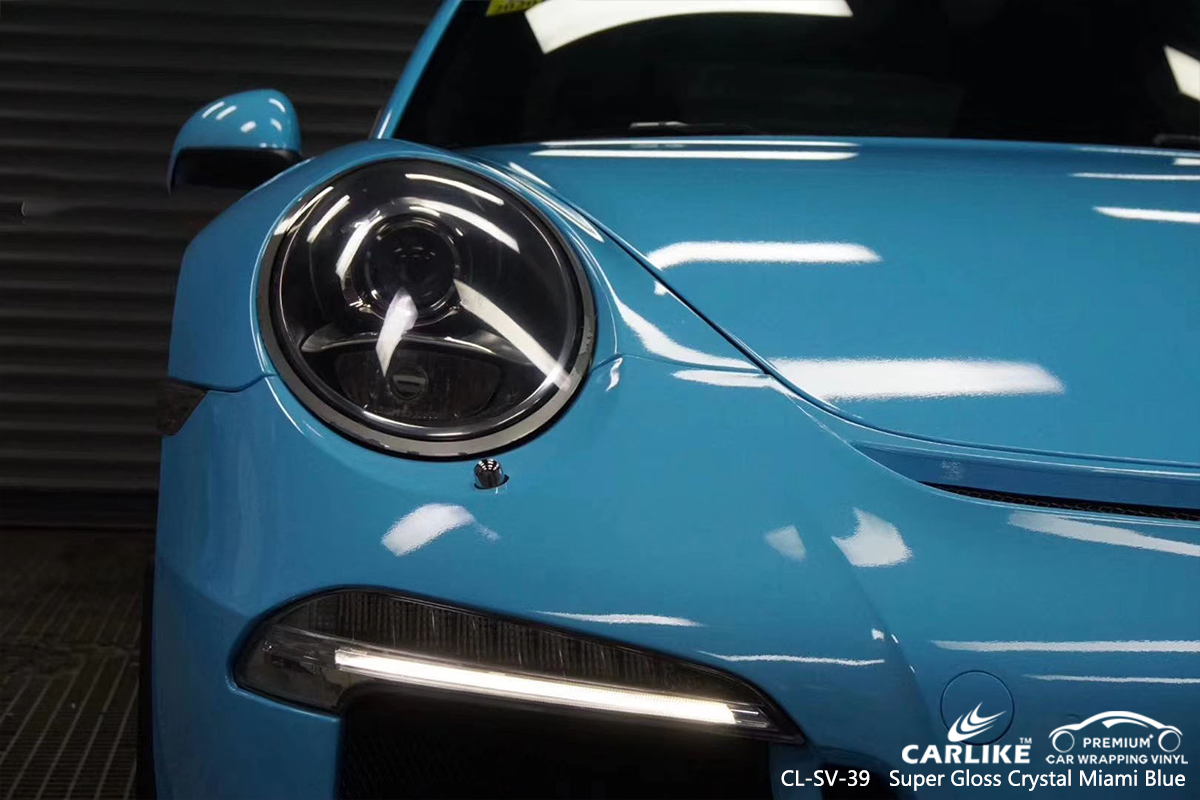 CL-SV-39 super gloss crystal miami blue vinyl wrap gloss for PORSCHE Minnesota