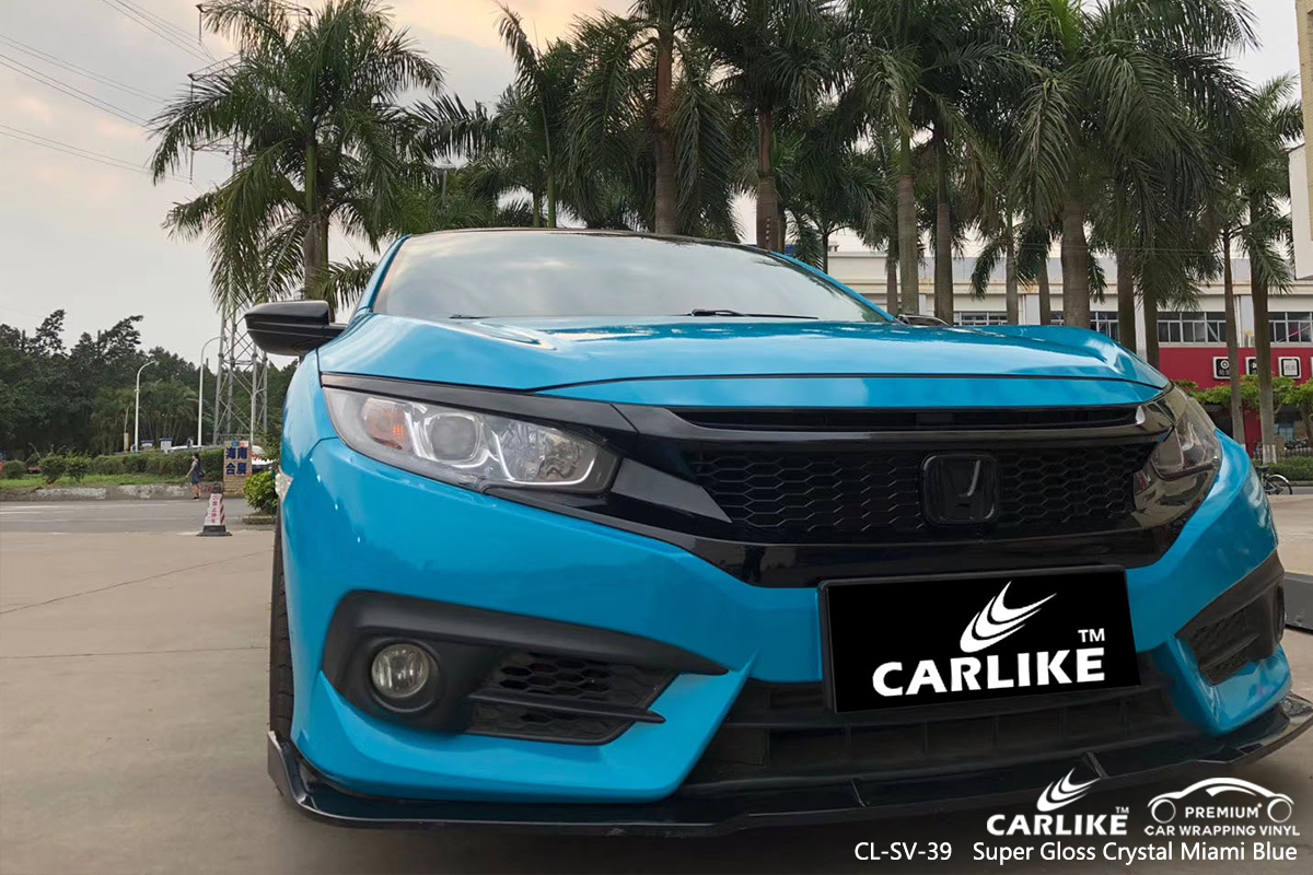 CL-SV-39 super gloss crystal miami blue body wrap car supplier for HONDA Louisiana