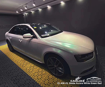 CL-AW-01 أورورا غير لامع أبيض إلى أخضر من الفينيل يلف سيارتي من أجل AUDI Tacloban الفلبين