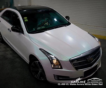 CL-AW-01 matte aurora white to green red car wrapping for CADILLAC