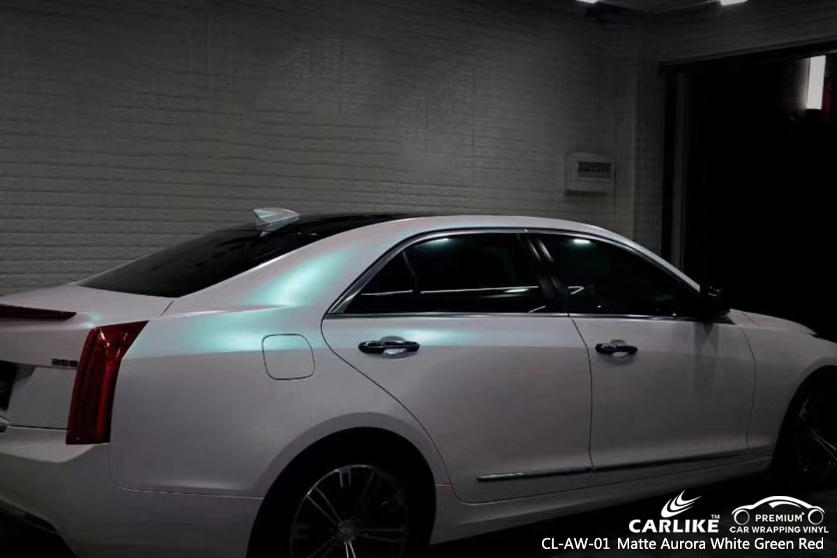 CL-AW-01 matte aurora white to green red car wrapping for CADILLAC Corum Turkey