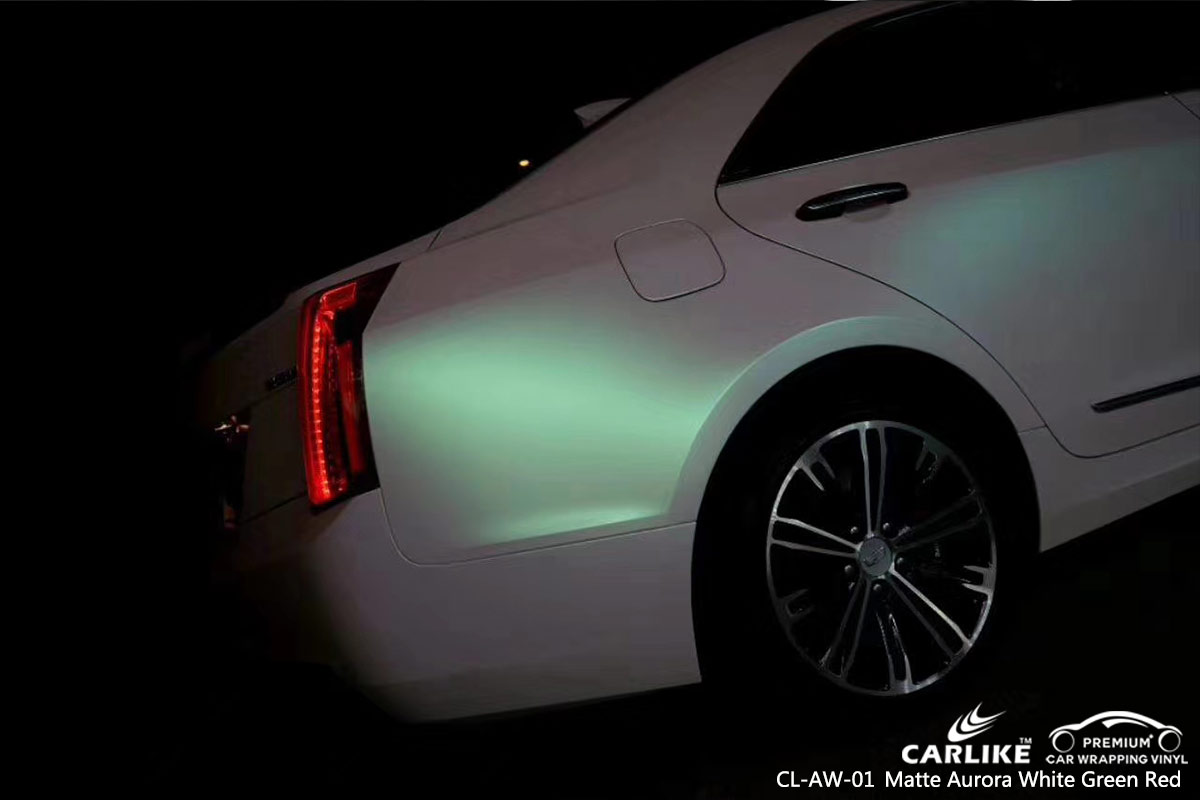 CL-AW-01 matte aurora white to green red car wrapping for CADILLAC Corum Turkey