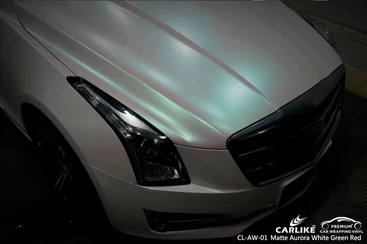 CL-AW-01 matte aurora white to green red car wrapping for CADILLAC Corum Turkey