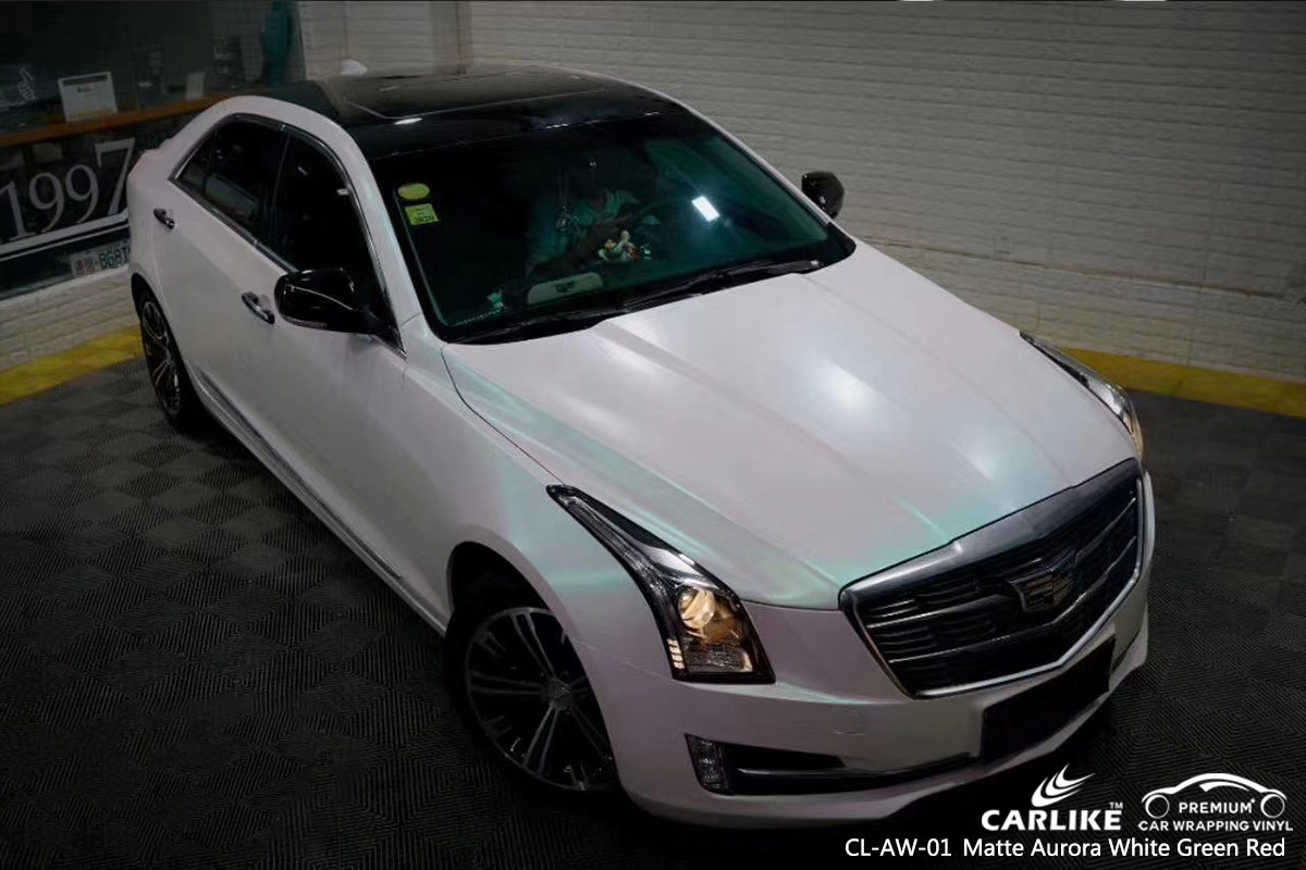 CL-AW-01 matte aurora white to green red car wrapping for CADILLAC Corum Turkey
