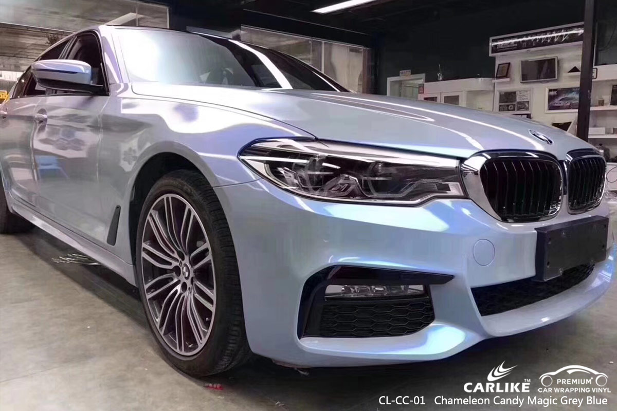 CL-CC-01 chameleon candy magic grey blue high gloss vinyl wrap for BMW Santa Rosa