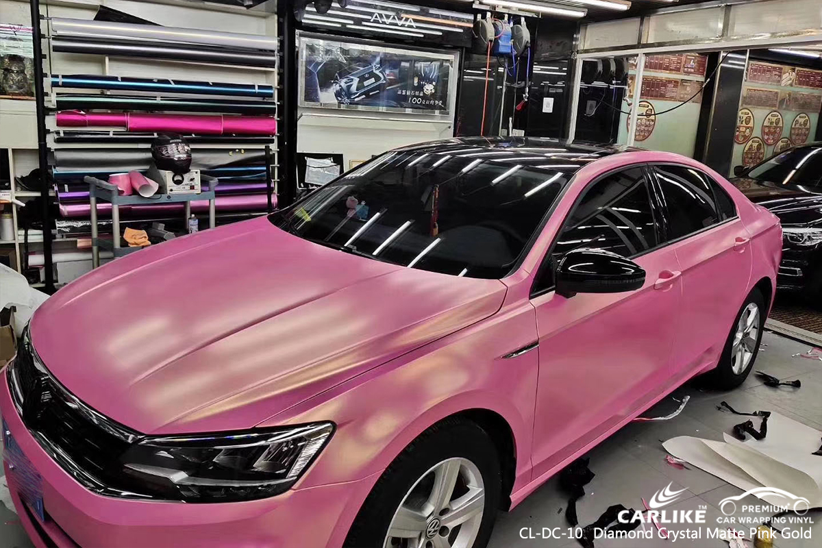 CL-DC-10 diamond crystal matte pink gold wrap my car for VOLKSWAGEN Dover