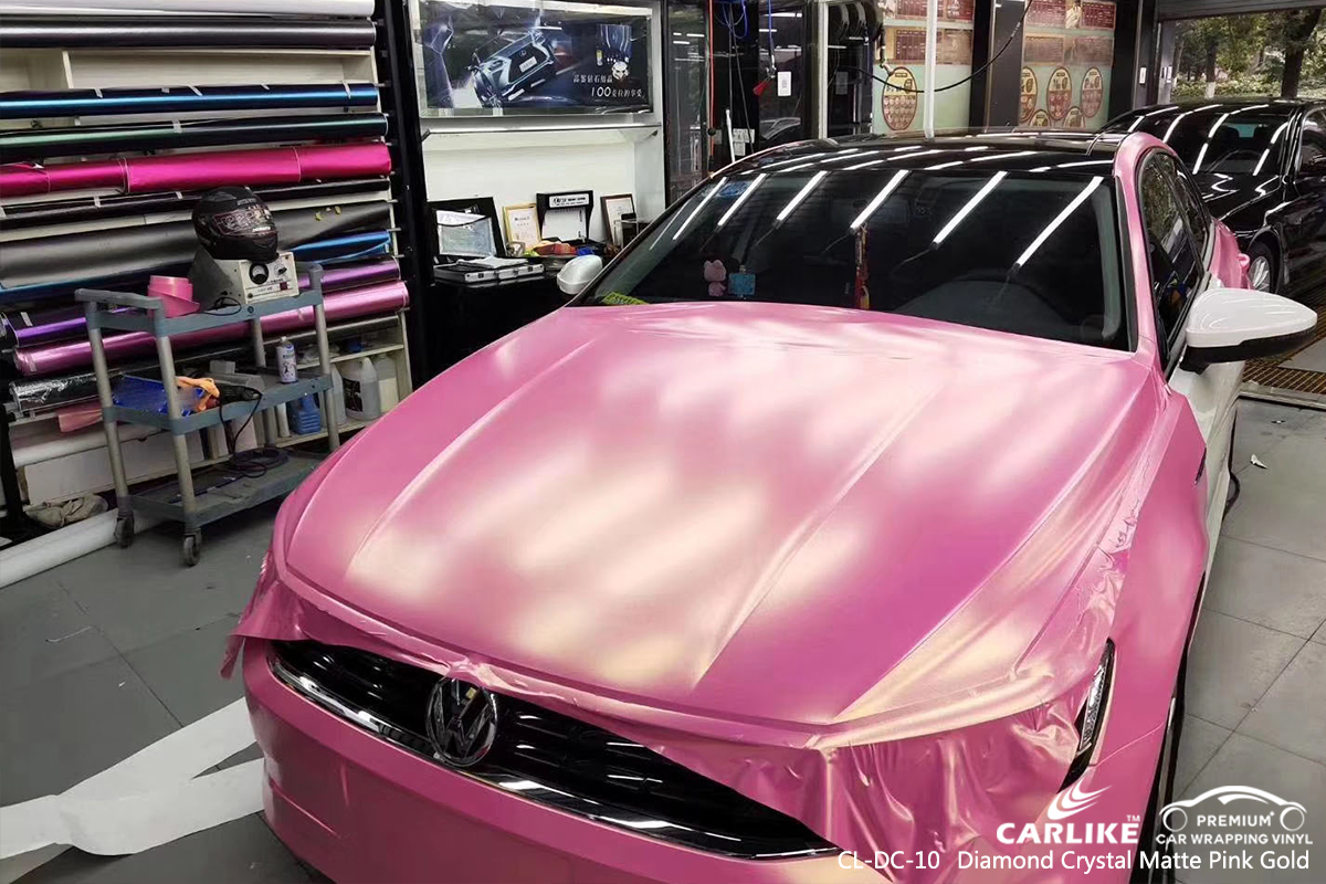 CL-DC-10 diamond crystal matte pink gold wrap my car for VOLKSWAGEN Dover