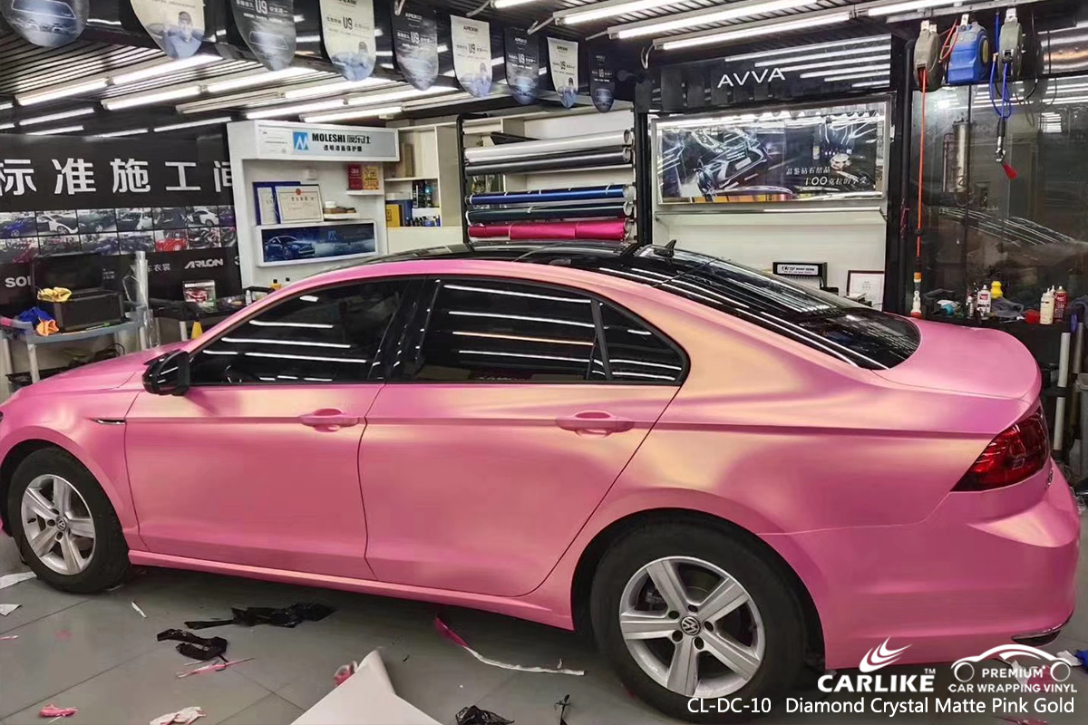 CL-DC-10 diamond crystal matte pink gold wrap my car for VOLKSWAGEN Dover