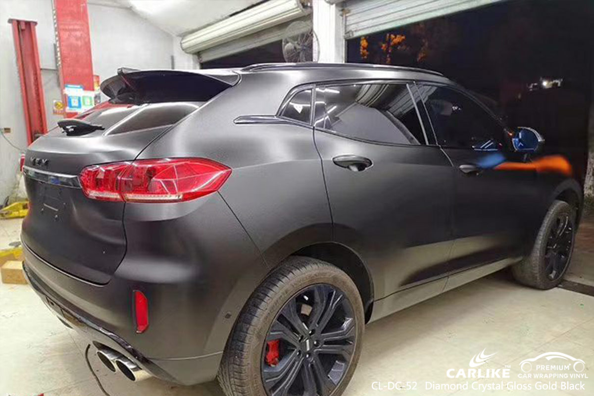 CL-DC-52 diamond crystal gloss gold black car vinyl films for WEY Cebu