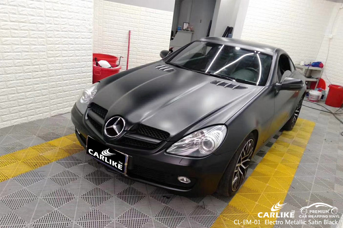 CL-EM-01 electro metallic satin black body wrap car supplier for MERCEDES-BENZ Paranaque