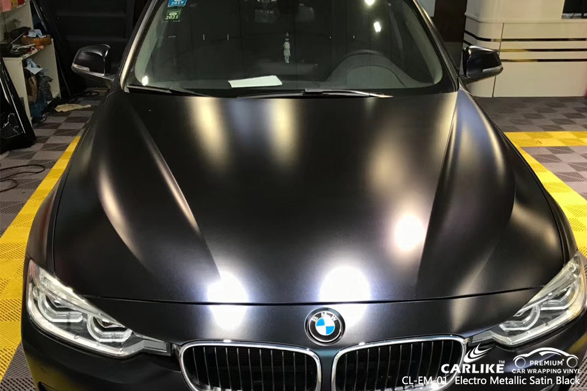 CLEM01 electro metallic satin black car wrap vinyl for BMW New