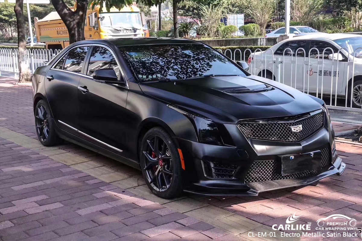CL-EM-01 electro metallic satin black vinyl matte car wrap for CADILLAC Frankfort