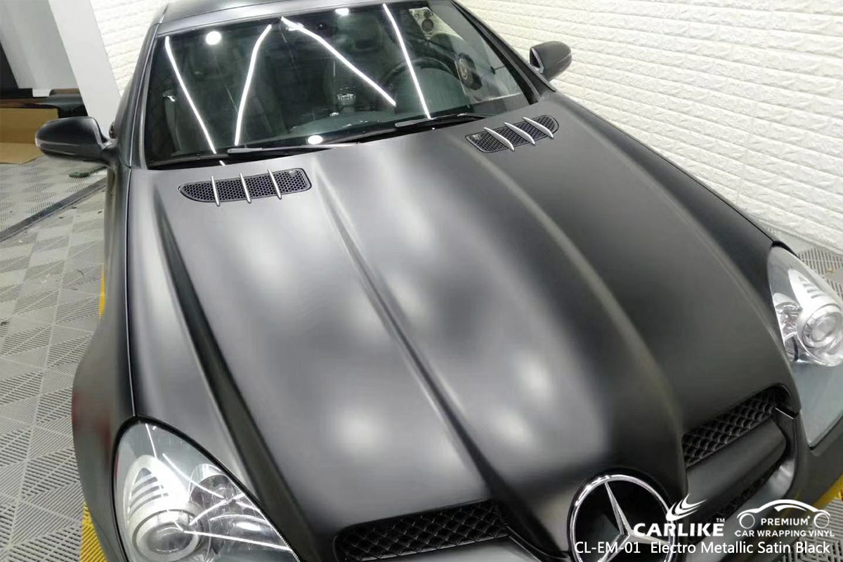 CL-EM-01 electro metallic satin black body wrap car supplier for MERCEDES-BENZ Paranaque